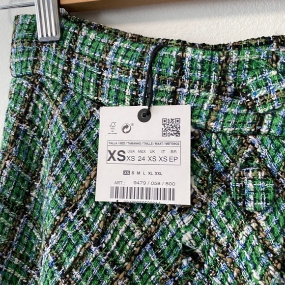 Zara Tweed High Waist Fringe Hem Button Dawn Flowy Midi skirt - Picture 6 of 12